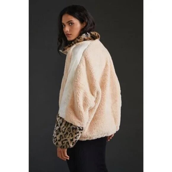 Anthropologie OOFWEAR Oversized Fleece Faux Teddy Fur Leopard Size 40 US 2 NWT - Picture 4 of 10
